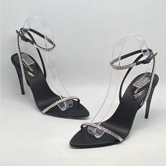 SAINT LAURENT Gippy 90 Crystal Embellished Sandals - Picture 5 of 14